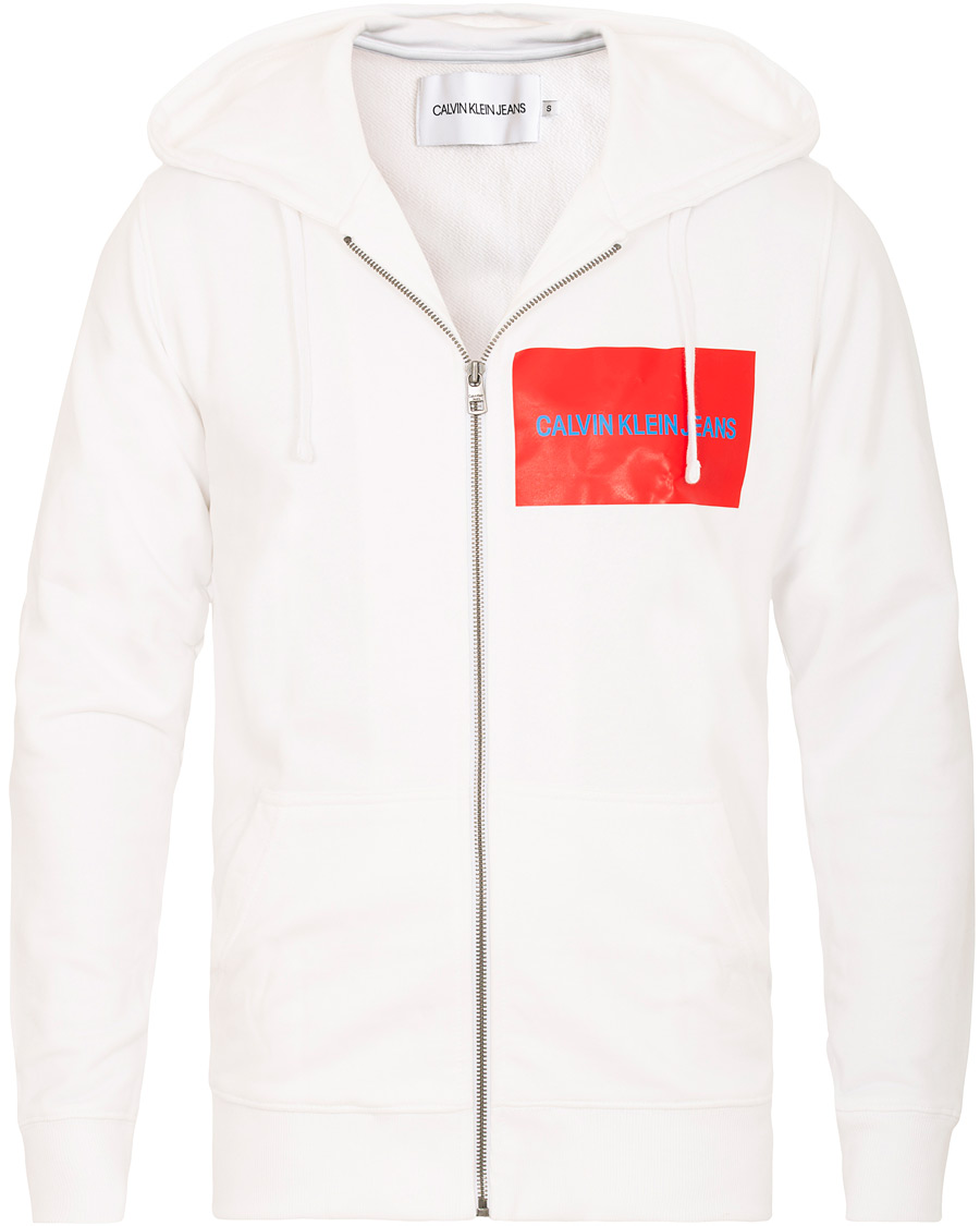 Herre | Gensere | Calvin Klein Jeans | Institutional Logo Zip Through Hoodie Bright White