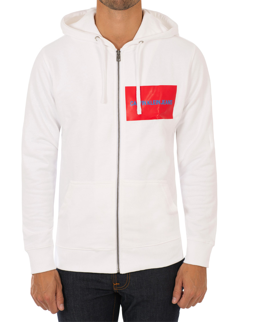 Herre | Gensere | Calvin Klein Jeans | Institutional Logo Zip Through Hoodie Bright White