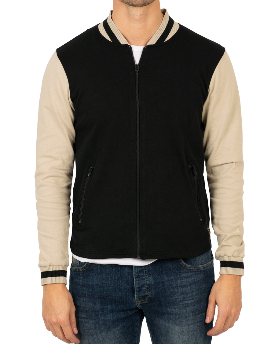 Herre | Gensere | Nudie Jeans | Sture Jersey College Bomber Jacket Black/Sand