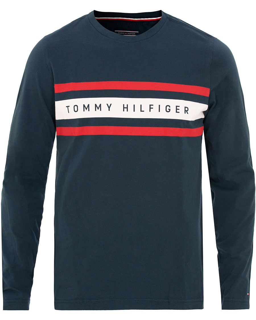 Herre | T-Shirts | Tommy Hilfiger | Logo Band Graphic Long Sleeve Tee Navy Blazer