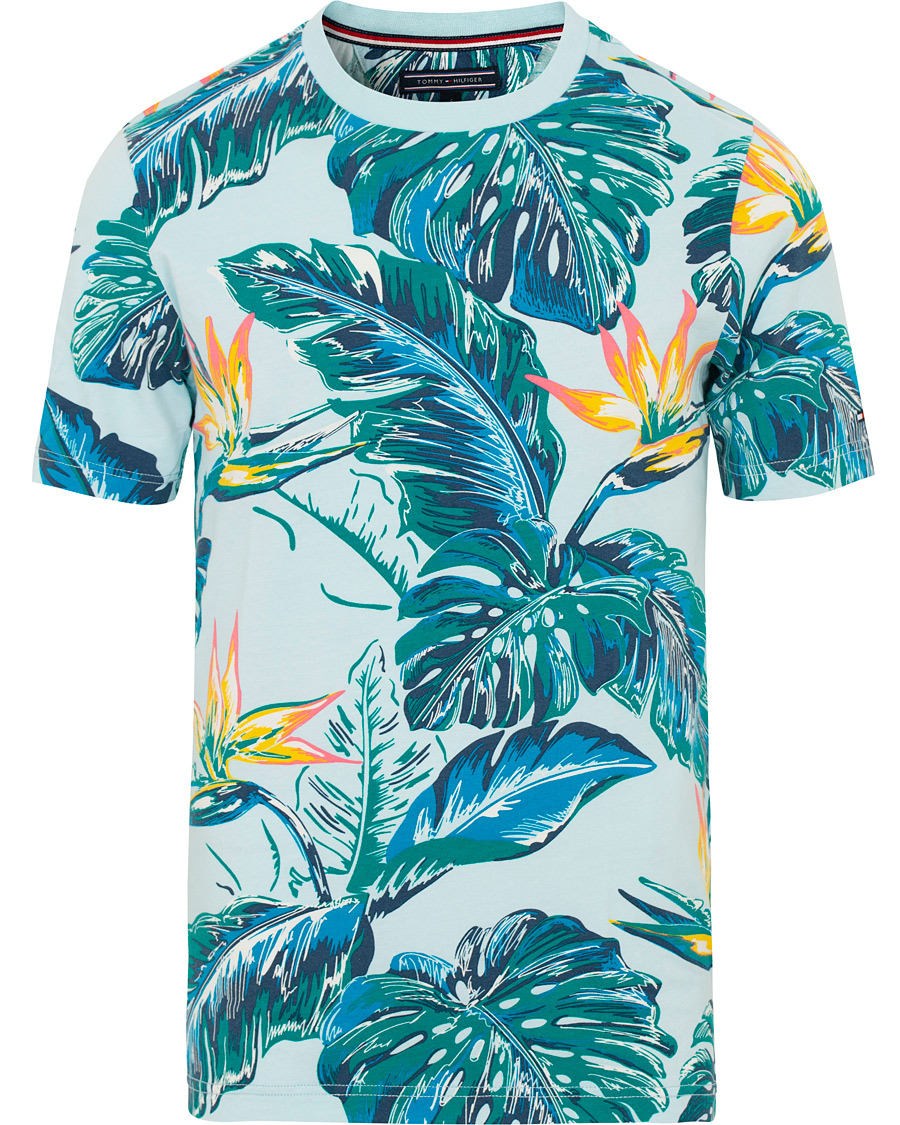 Herre | T-Shirts | Tommy Hilfiger | Paradise Print Fashion Fit Tee Cool Blue