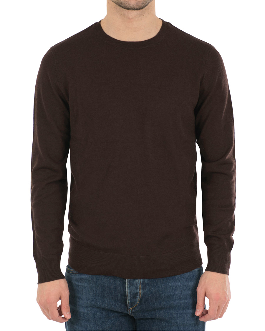 Herre | Gensere | A Day's March | Lightweight Merino Crew Neck Ebony Brown