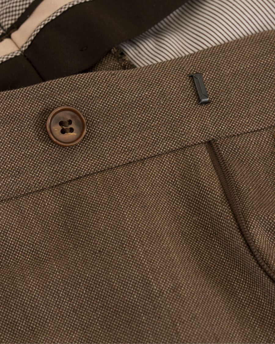 Herre | Bukser | Morris Heritage | Fred Oxford Linen/Cotton Turn Up Trousers Brown