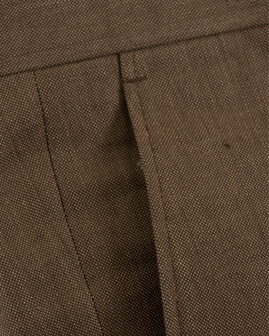Herre | Bukser | Morris Heritage | Fred Oxford Linen/Cotton Turn Up Trousers Brown