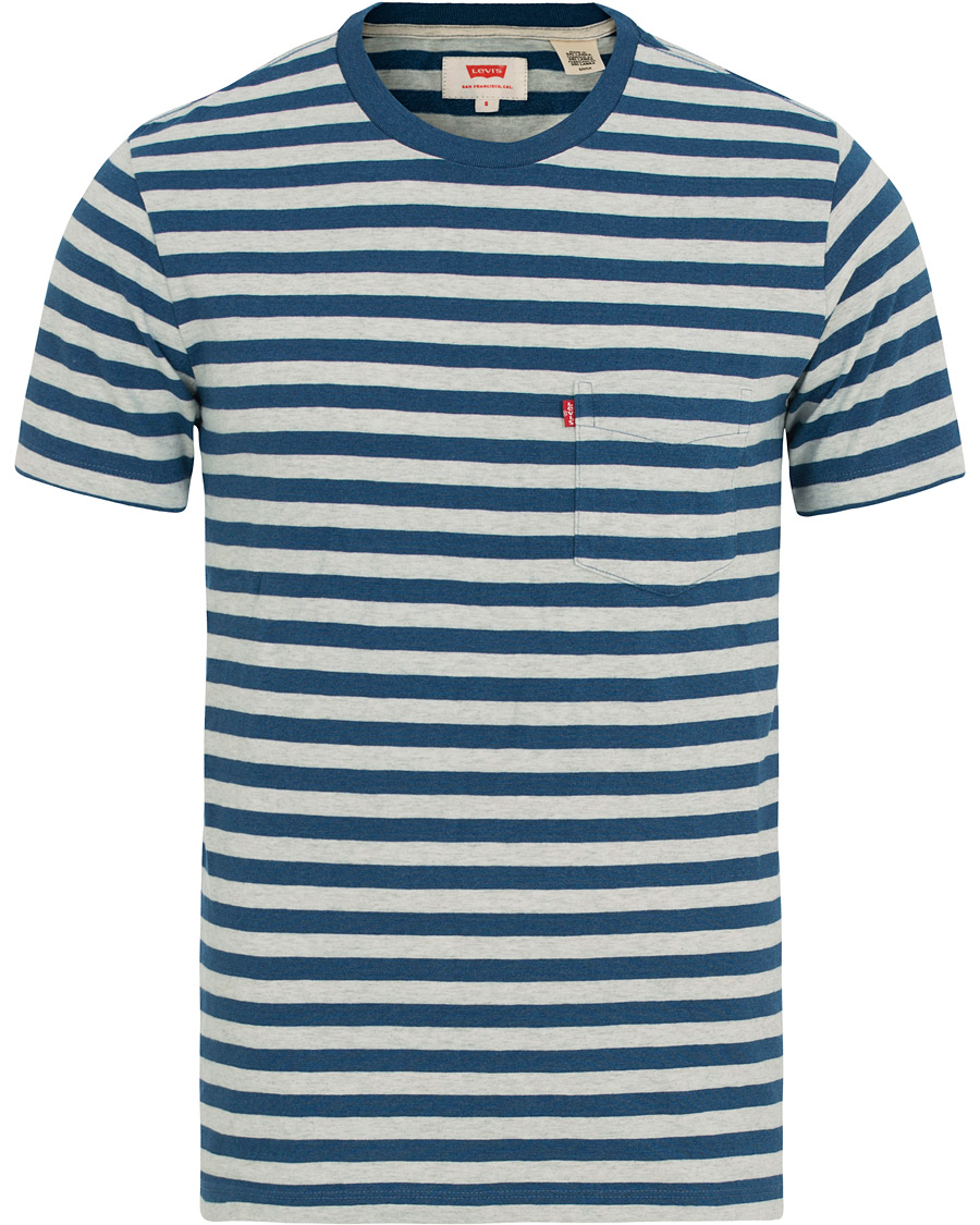 Herre | T-Shirts | Levi's | Set-In Sunset Striped Pocket Tee Cream/Indigo