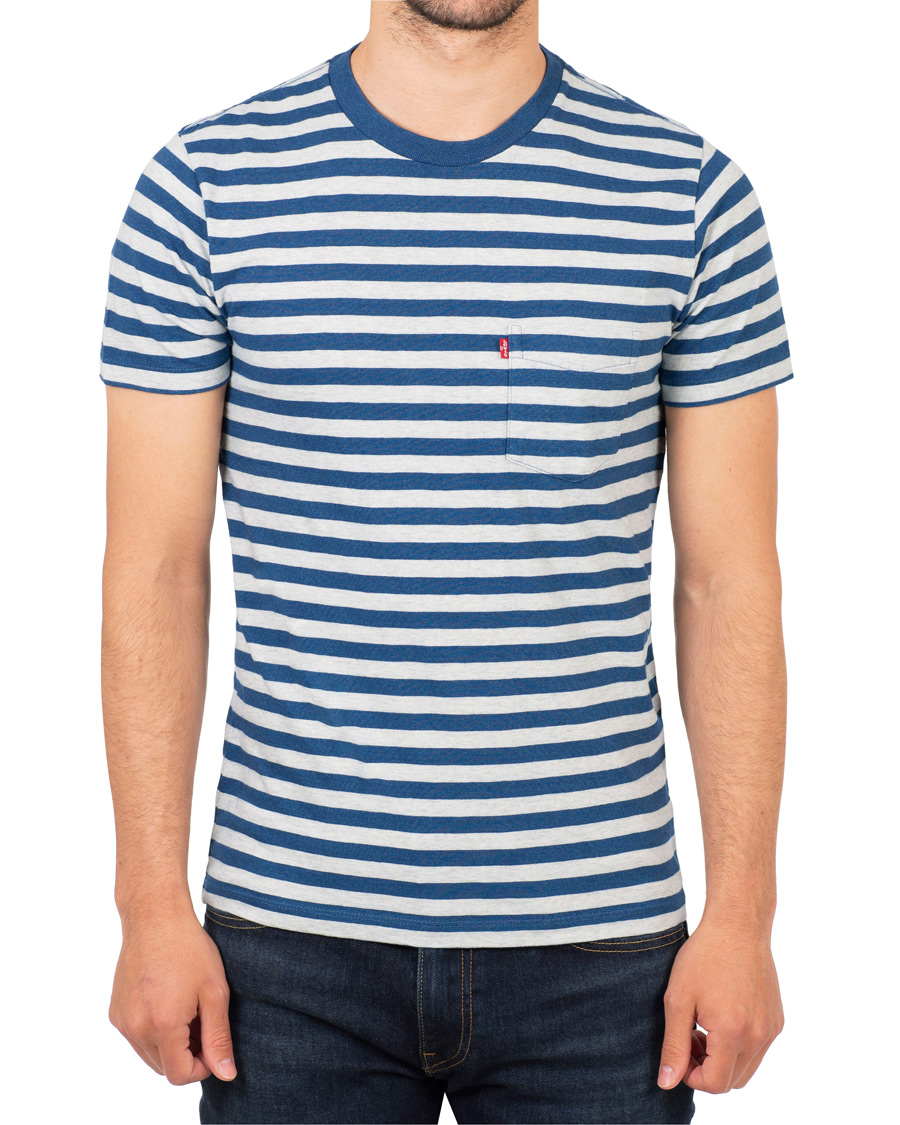 Herre | T-Shirts | Levi's | Set-In Sunset Striped Pocket Tee Cream/Indigo