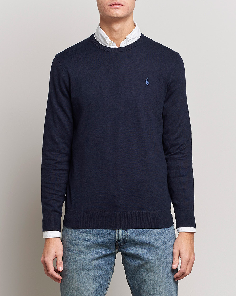 Herre | Wardrobe basics | Polo Ralph Lauren | Pima Cotton Crew Neck Pullover Hunter Navy