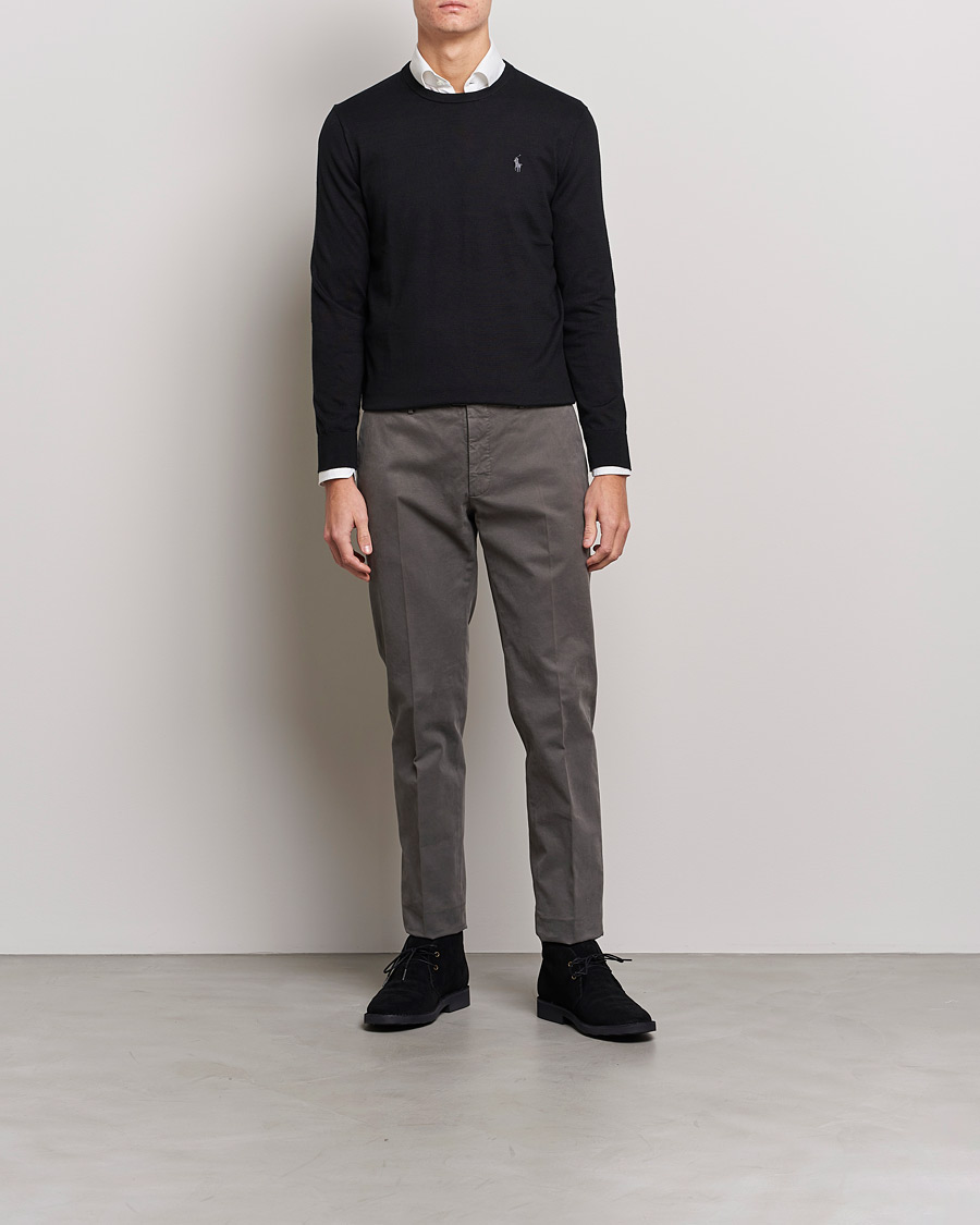 Herre | Gensere | Polo Ralph Lauren | Pima Cotton Crew Neck Pullover Polo Black