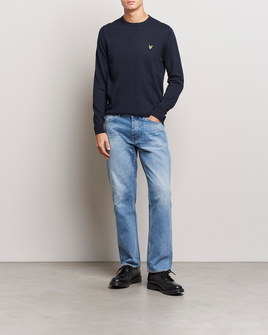 Herre | Gensere | Lyle & Scott | Cotton/Merino Crew Neck Jumper Dark Navy