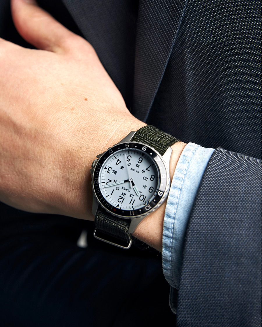 Herre | Timex Navi Ocean Blasted Steel/Pearl White Dial | Timex | Navi Ocean Blasted Steel/Pearl White Dial