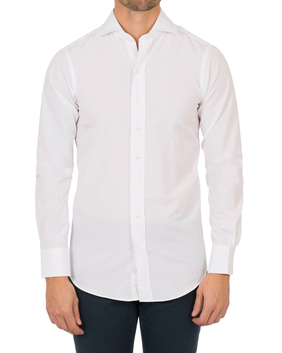 Herre | Skjorter | Drake's | Slim Fit Poplin Shirt White