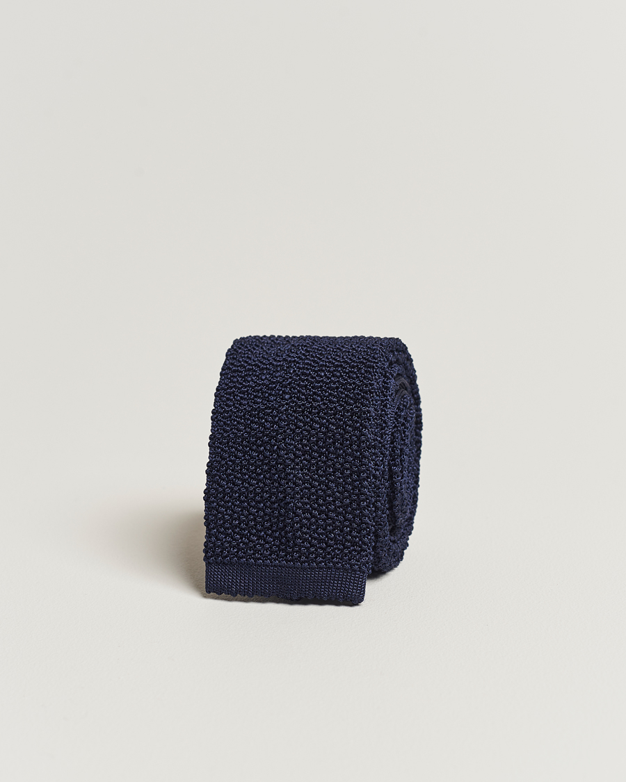 Herre | Drake's Knitted Silk 6.5 cm Tie Navy | Drake's | Knitted Silk 6.5 cm Tie Navy