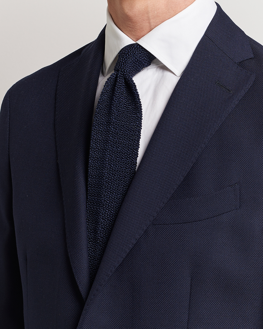 Herre | The Classics of Tomorrow | Drake's | Knitted Silk 6.5 cm Tie Navy
