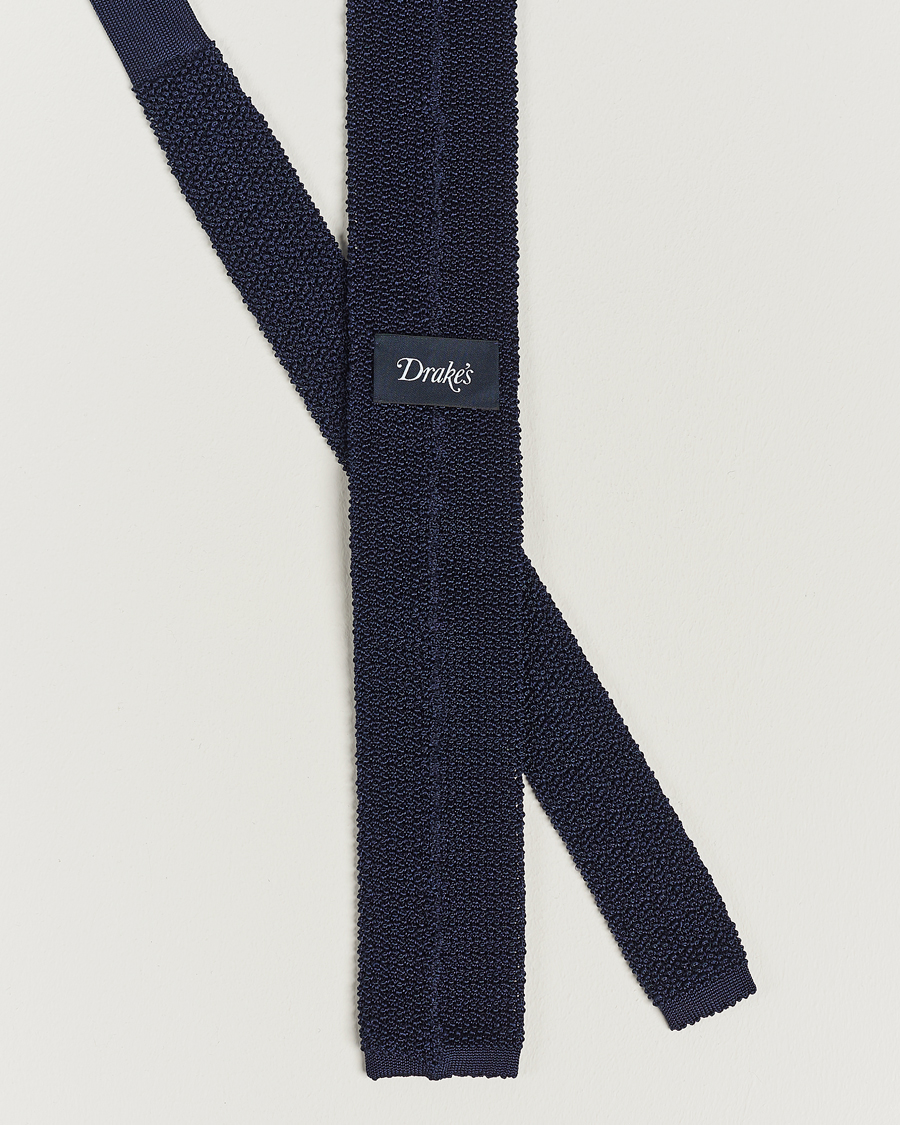 Herre | Slips | Drake's | Knitted Silk 6.5 cm Tie Navy