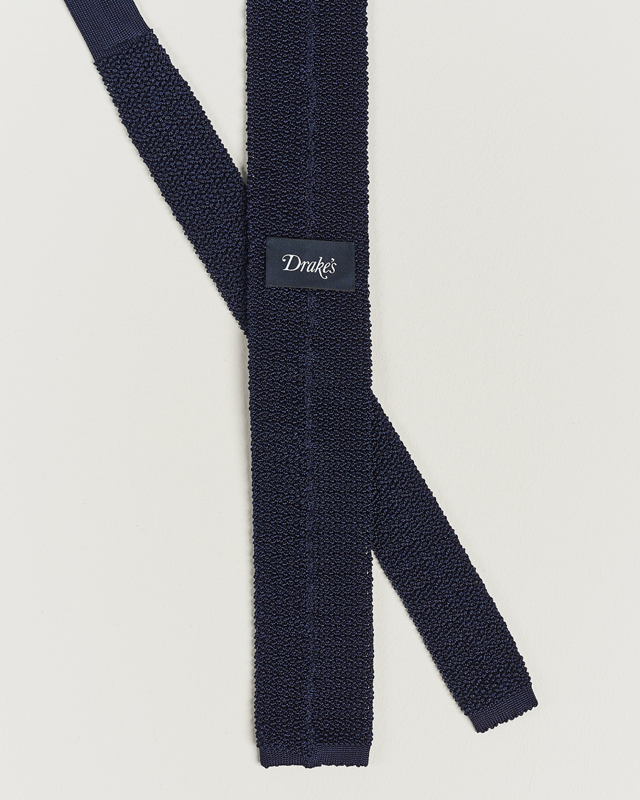 Herre | Drake's Knitted Silk 6.5 cm Tie Navy | Drake's | Knitted Silk 6.5 cm Tie Navy