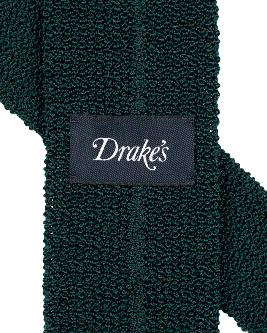 Herre | Drake's Knitted Silk 6.5 cm Tie Green | Drake's | Knitted Silk 6.5 cm Tie Green