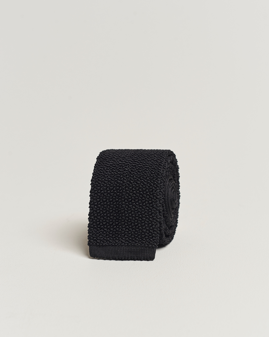 Herre | Drake's Knitted Silk 6.5 cm Tie Black | Drake's | Knitted Silk 6.5 cm Tie Black