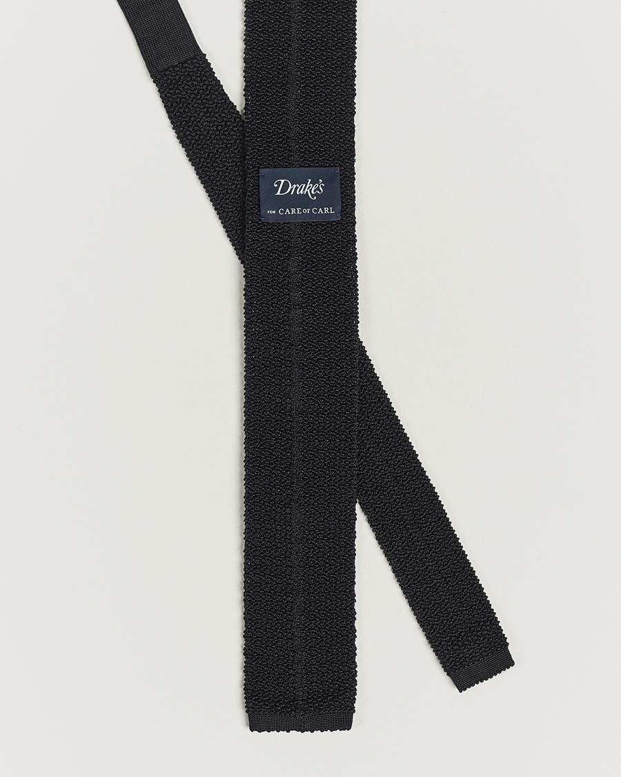 Herre | Slips | Drake's | Knitted Silk 6.5 cm Tie Black