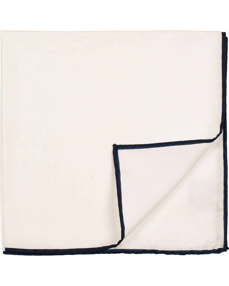 Herre | Drake's Silk Twill Pocket Square White | Drake's | Silk Twill Pocket Square White
