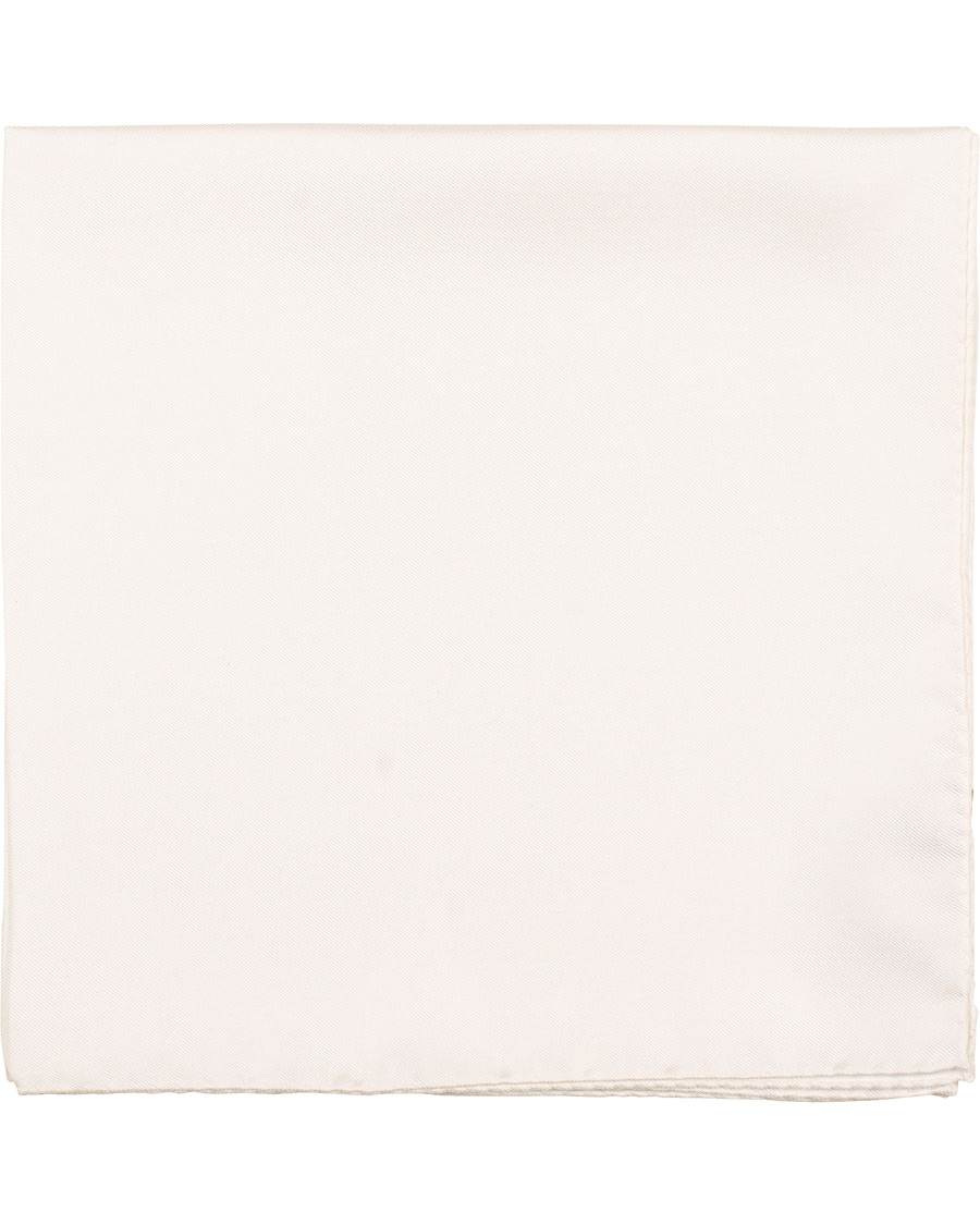 Herre | Drake's Silk Twill Pocket Square White | Drake's | Silk Twill Pocket Square White
