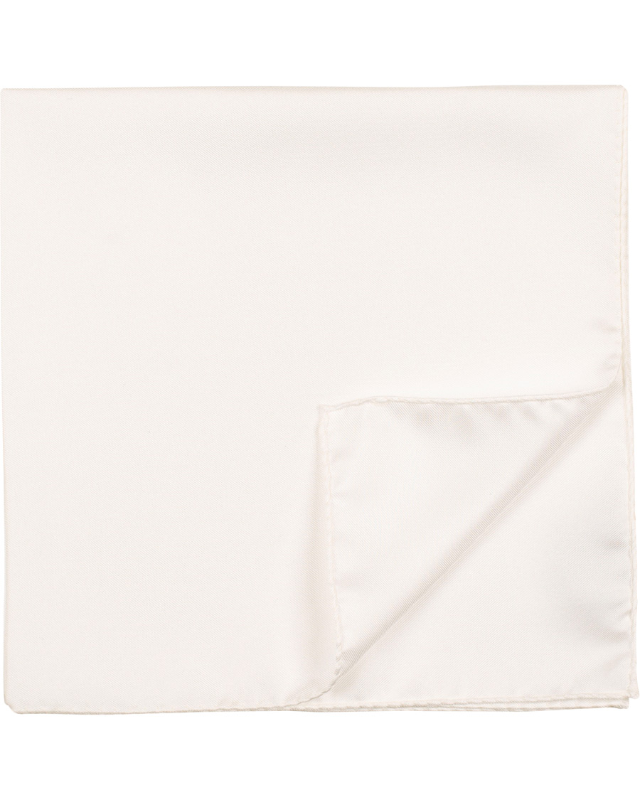 Herre | Drake's Silk Twill Pocket Square White | Drake's | Silk Twill Pocket Square White