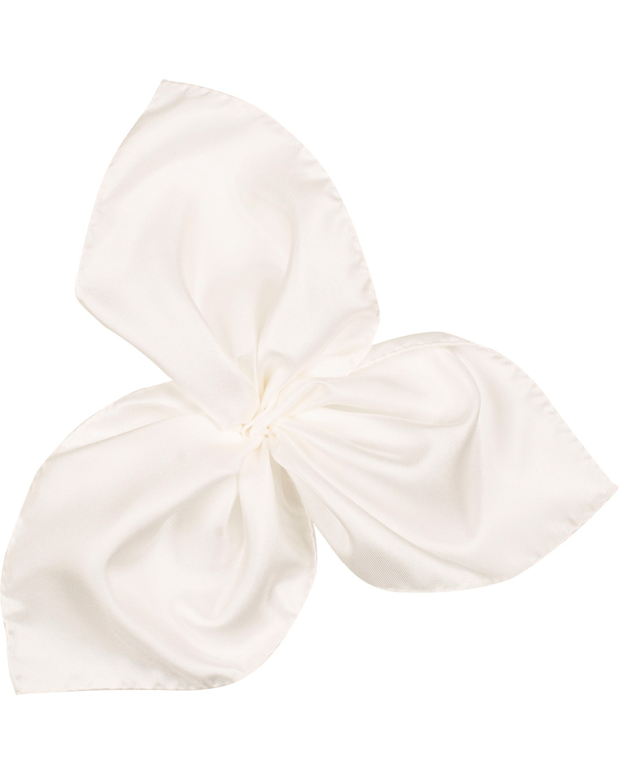 Herre | Drake's Silk Twill Pocket Square White | Drake's | Silk Twill Pocket Square White