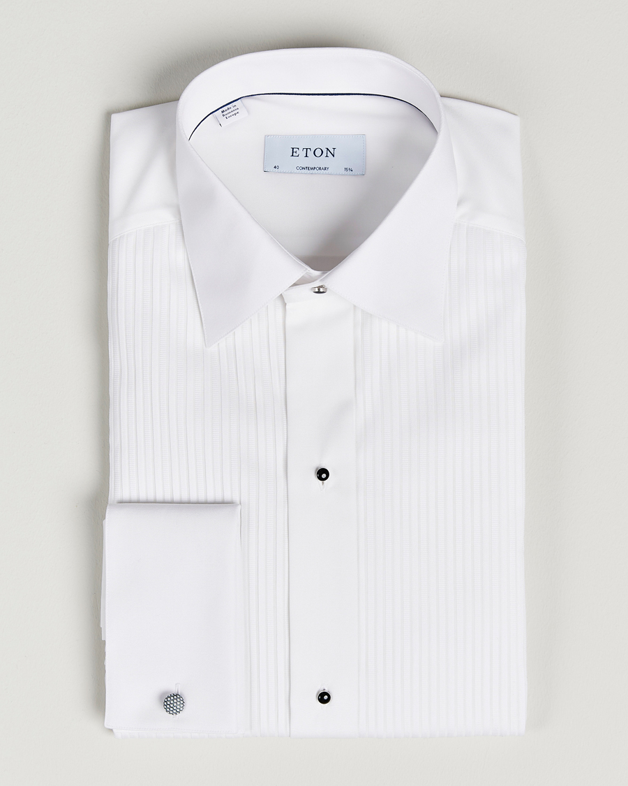 Herre | Smokingskjorte | Eton | Custom Fit Tuxedo Shirt Black Ribbon White