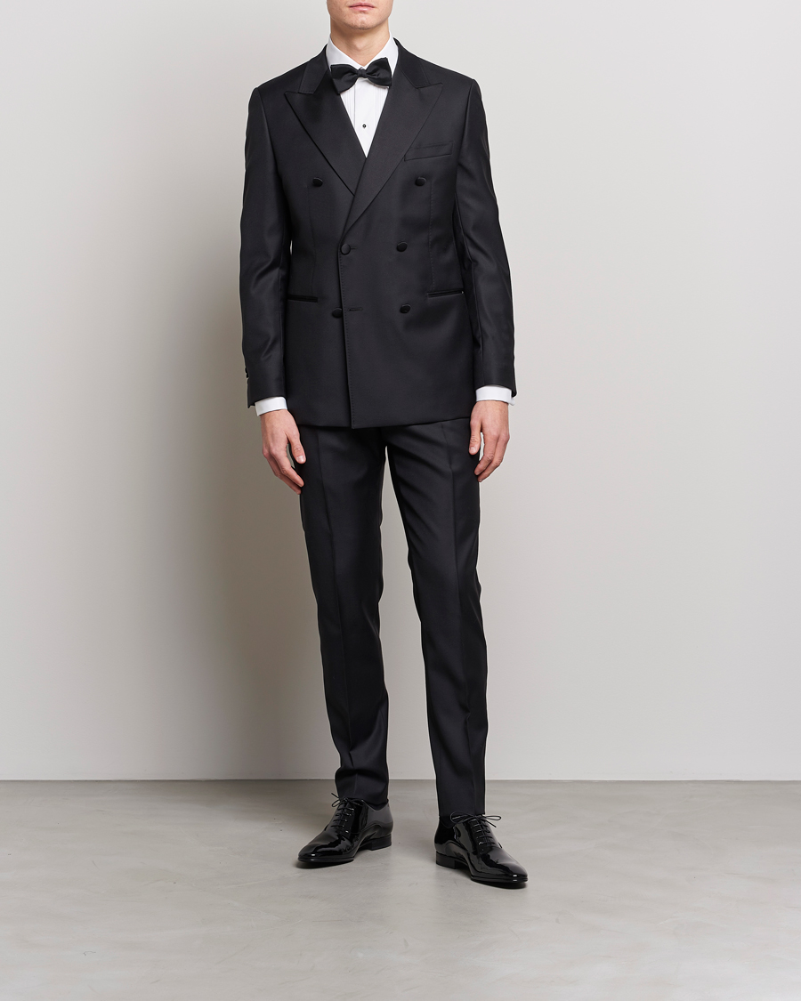 Herre | Business & Beyond | Eton | Custom Fit Tuxedo Shirt Black Ribbon White