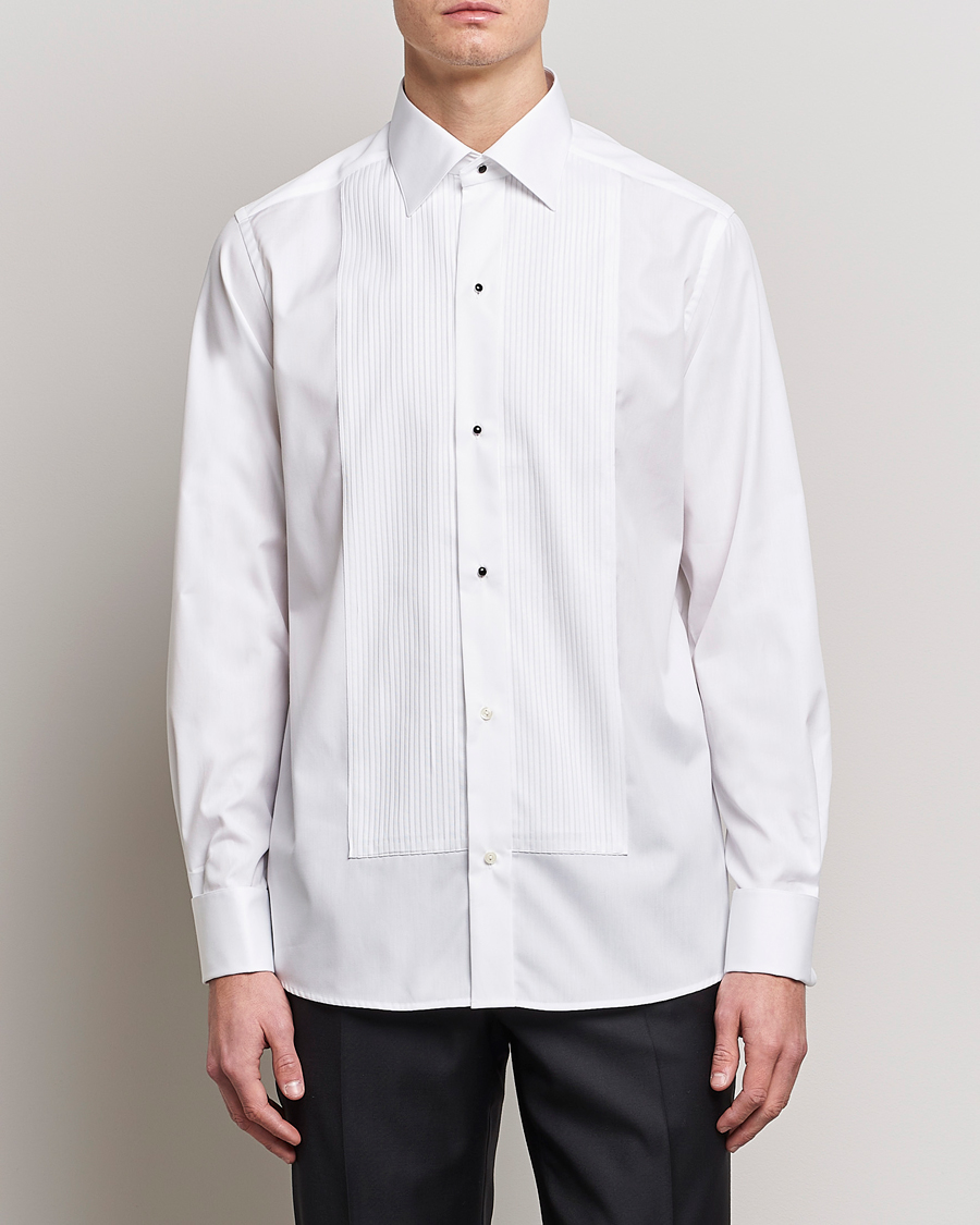 Herre | Bryllupsdress | Eton | Custom Fit Tuxedo Shirt Black Ribbon White