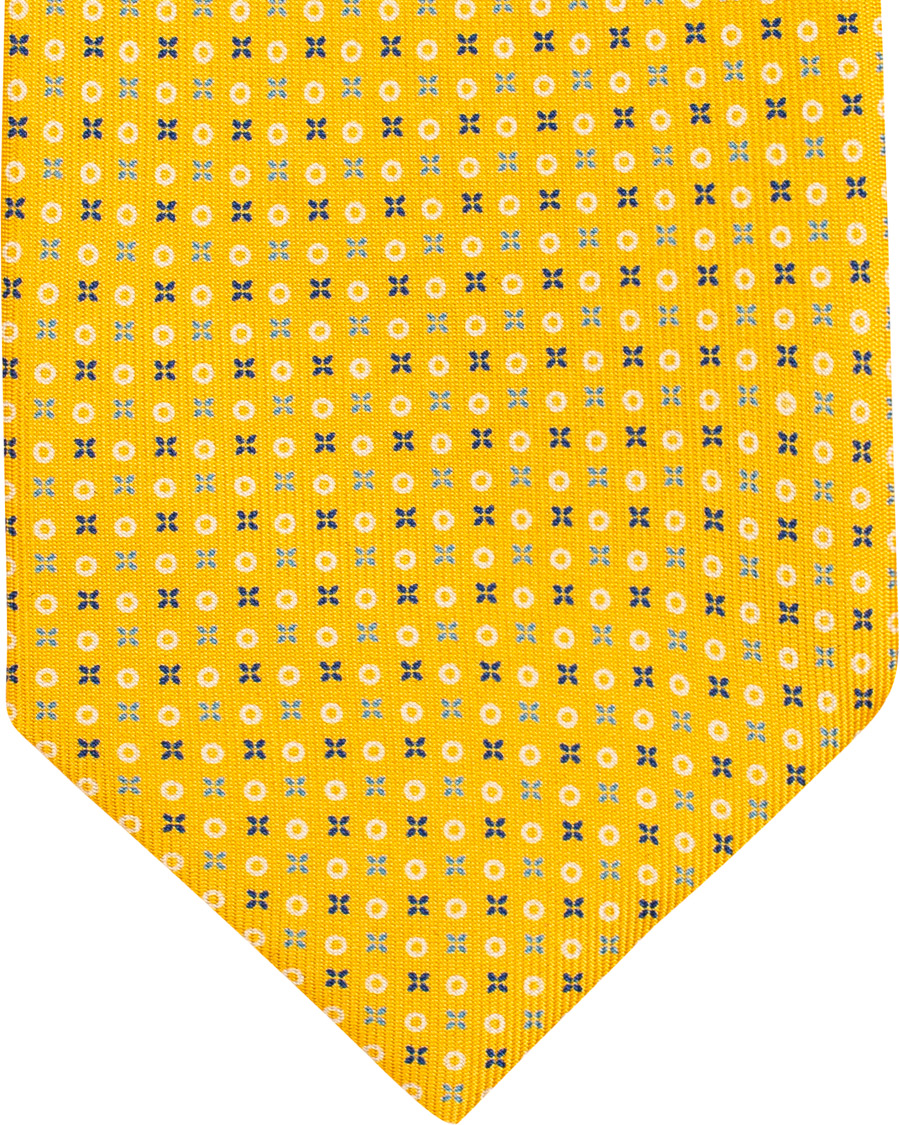 Herre | E. Marinella 7-Fold Printed Micro Pattern Silk Tie Bright Yellow 8 cm | E. Marinella | 7-Fold Printed Micro Pattern Silk Tie Bright Yellow 8 cm
