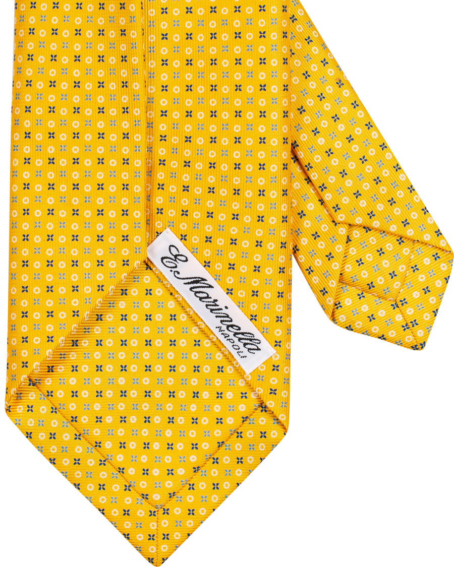 Herre | E. Marinella 7-Fold Printed Micro Pattern Silk Tie Bright Yellow 8 cm | E. Marinella | 7-Fold Printed Micro Pattern Silk Tie Bright Yellow 8 cm