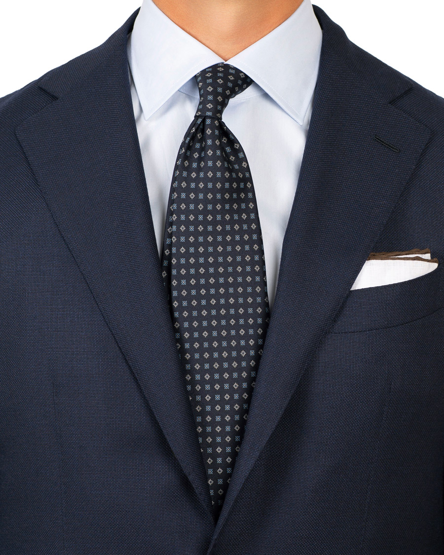 Herre | E. Marinella 7-Fold Foulard Printed Silk Tie Navy 8 cm | E. Marinella | 7-Fold Foulard Printed Silk Tie Navy 8 cm