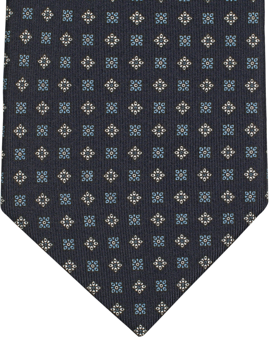 Herre | E. Marinella 7-Fold Foulard Printed Silk Tie Navy 8 cm | E. Marinella | 7-Fold Foulard Printed Silk Tie Navy 8 cm