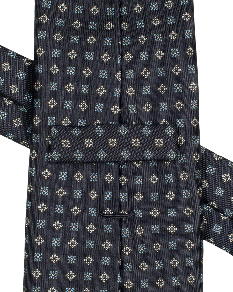 Herre | E. Marinella 7-Fold Foulard Printed Silk Tie Navy 8 cm | E. Marinella | 7-Fold Foulard Printed Silk Tie Navy 8 cm
