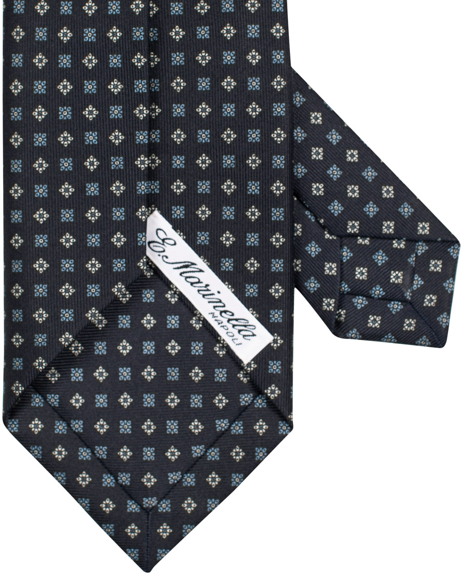 Herre | E. Marinella 7-Fold Foulard Printed Silk Tie Navy 8 cm | E. Marinella | 7-Fold Foulard Printed Silk Tie Navy 8 cm