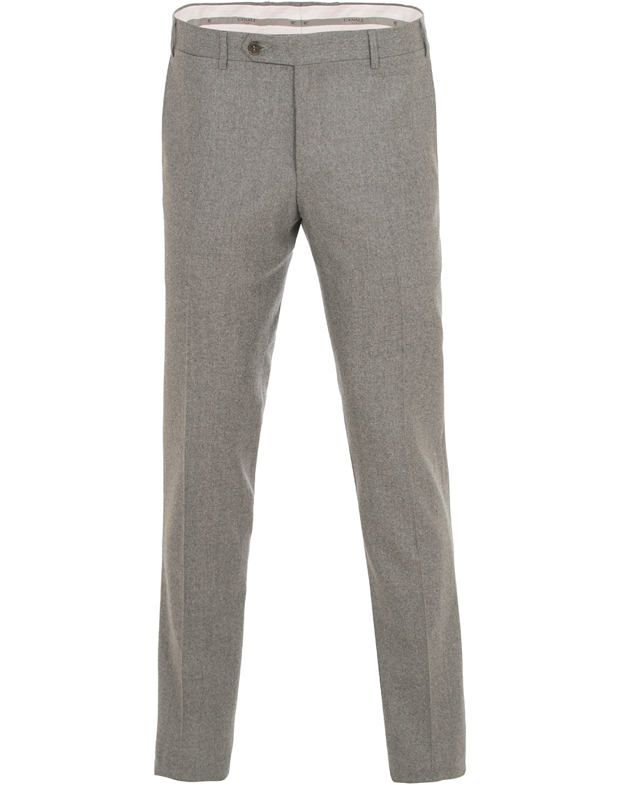 Herre | Bukser | Canali | Slim Fit Flannel Trousers Light Grey