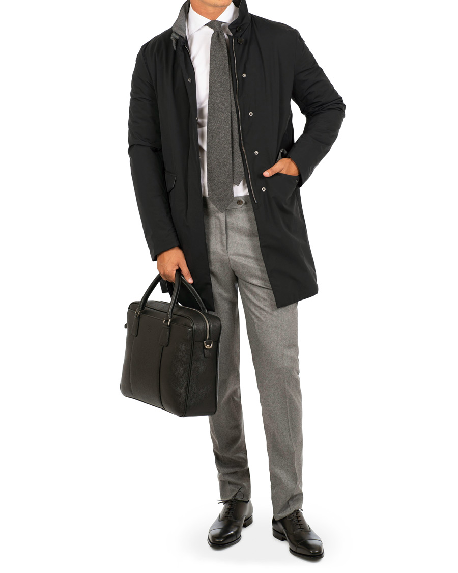 Herre | Bukser | Canali | Slim Fit Flannel Trousers Light Grey