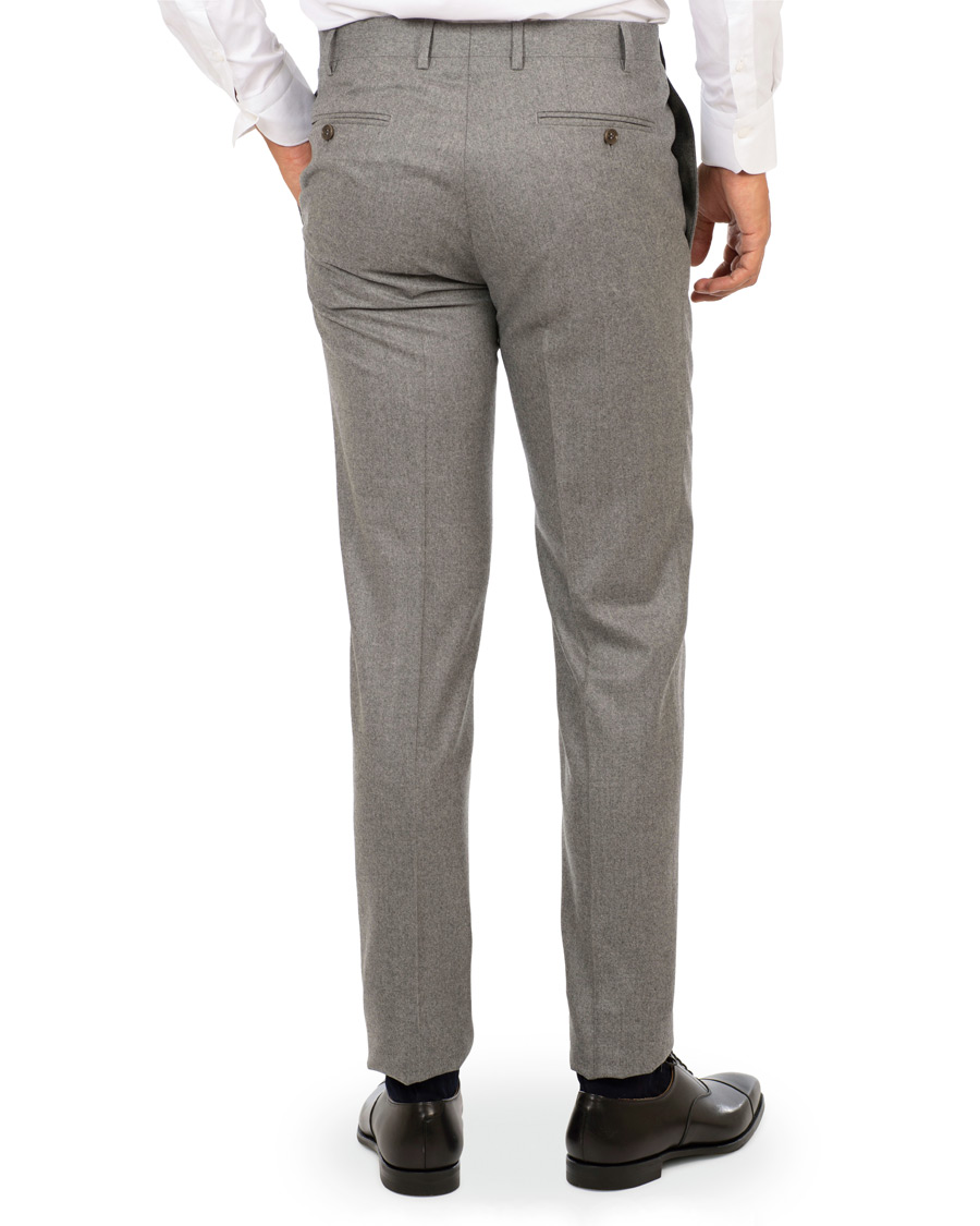 Herre | Bukser | Canali | Slim Fit Flannel Trousers Light Grey