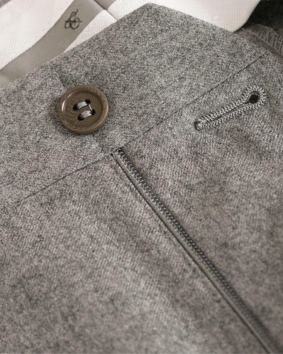 Herre | Bukser | Canali | Slim Fit Flannel Trousers Light Grey