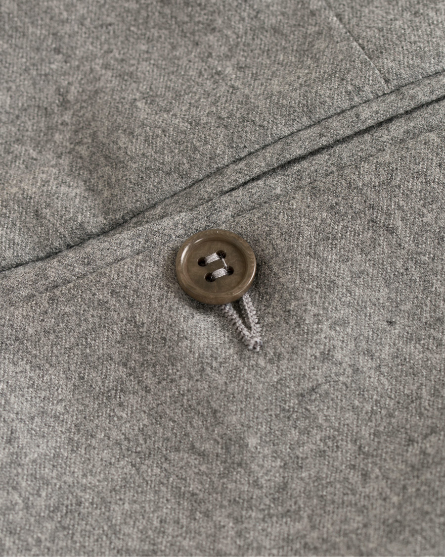 Herre | Bukser | Canali | Slim Fit Flannel Trousers Light Grey