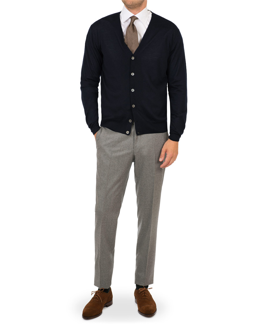 Herre | Gensere | Canali | Merino Wool Cardigan Navy