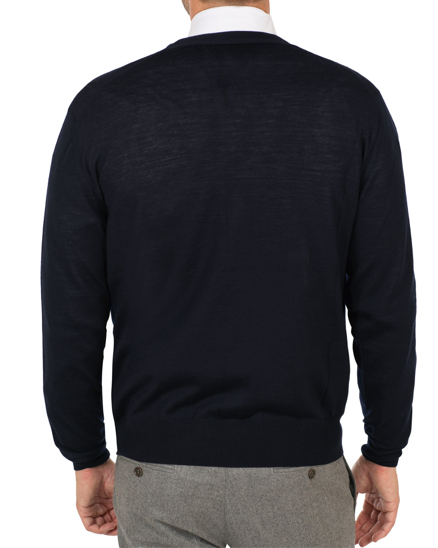 Herre | Gensere | Canali | Merino Wool Cardigan Navy