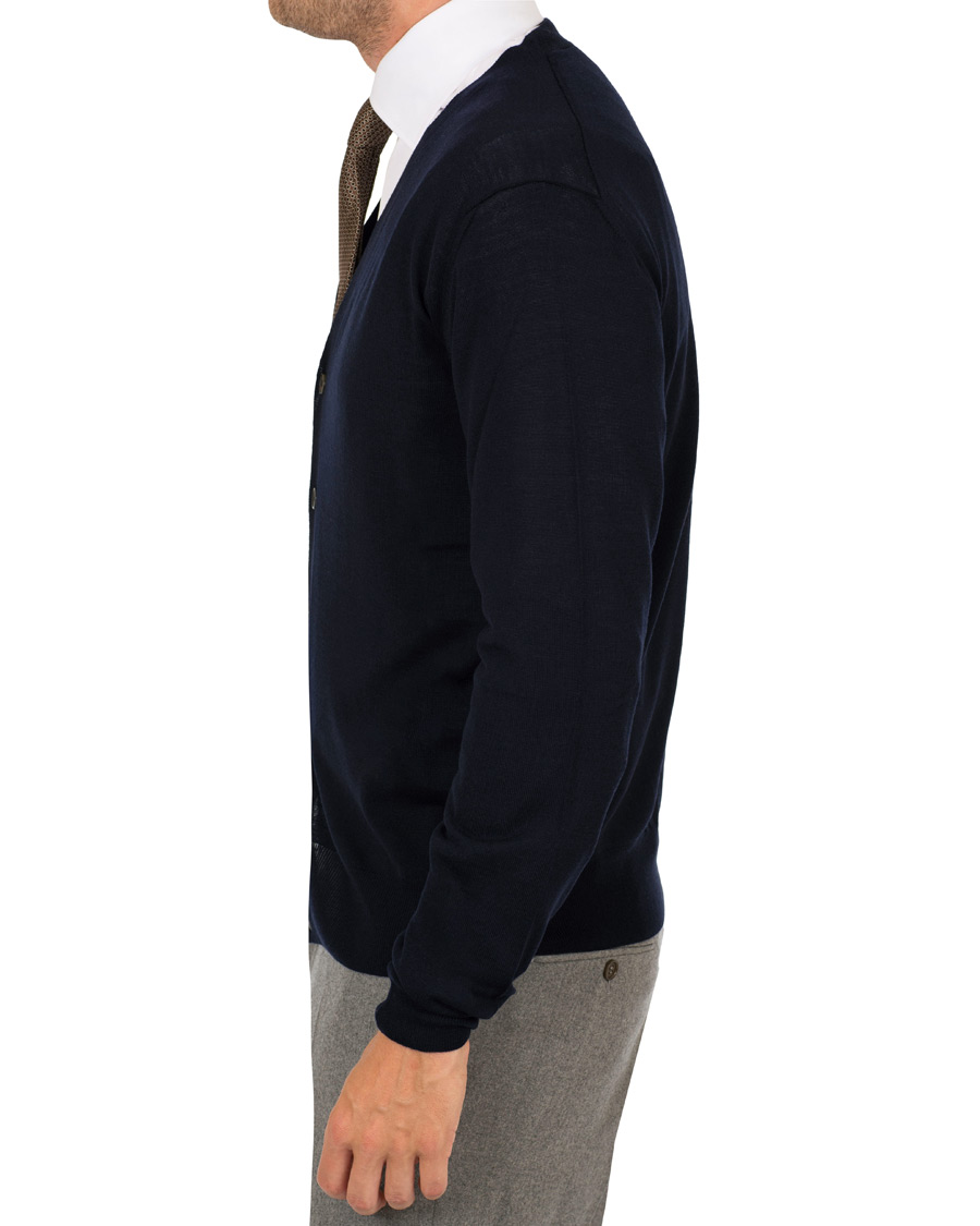 Herre | Gensere | Canali | Merino Wool Cardigan Navy