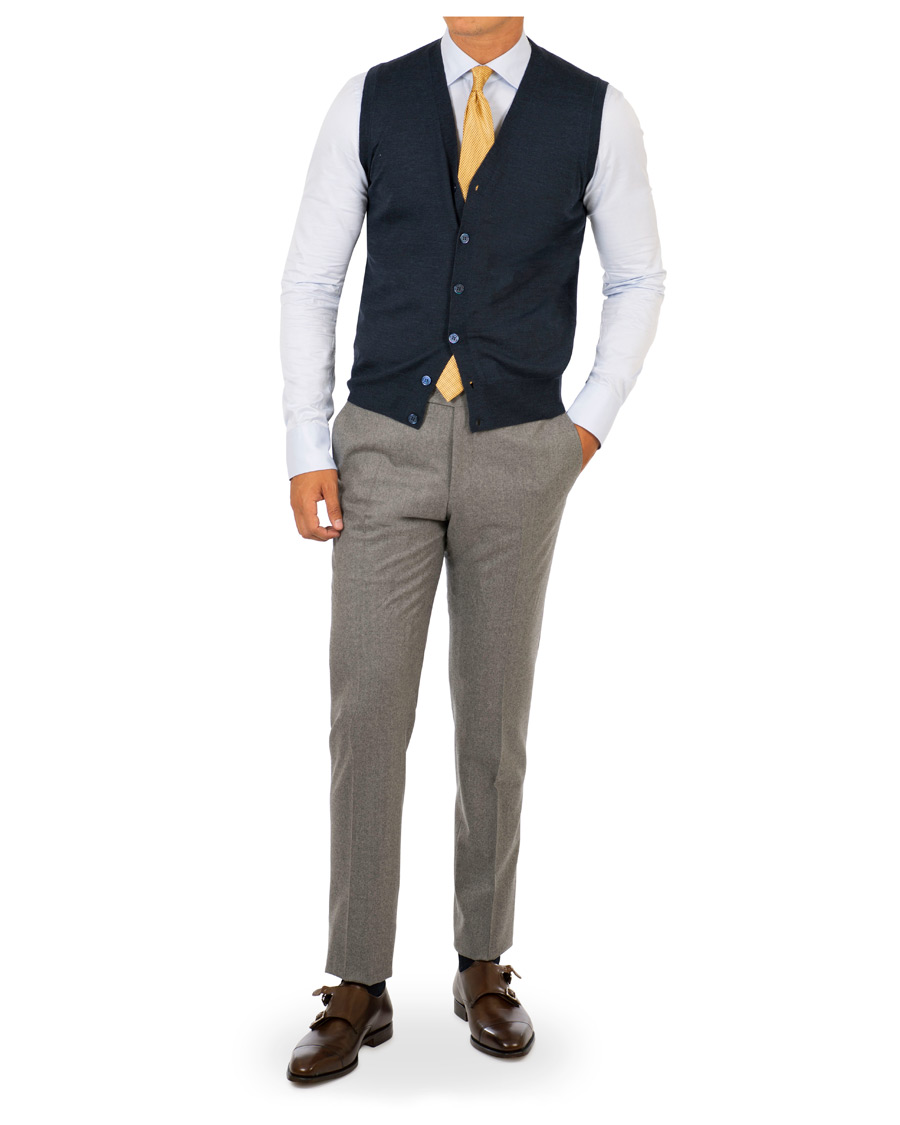 Herre | Gensere | Canali | Merino Wool Gilet Dark Blue