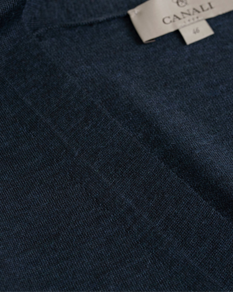 Herre | Gensere | Canali | Merino Wool Gilet Dark Blue