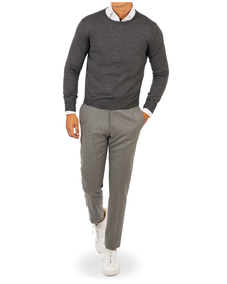Herre | Gensere | Canali | Merino Wool Crew Neck Grey