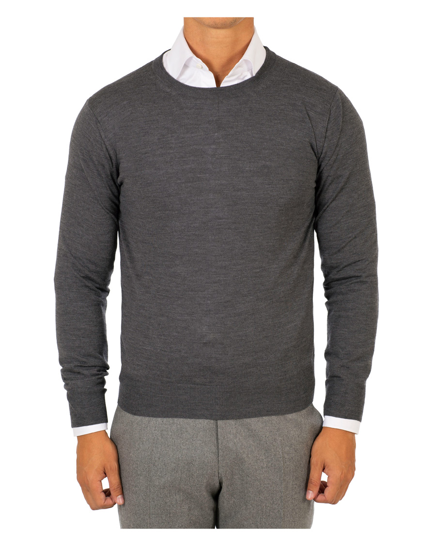 Herre | Gensere | Canali | Merino Wool Crew Neck Grey