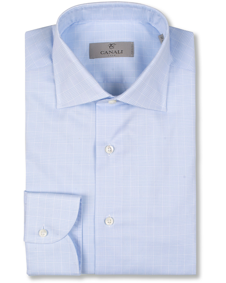 Herre | Skjorter | Canali | Slim Fit Glenncheck Shirt Light Blue
