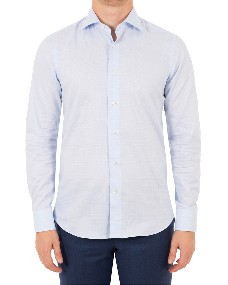 Herre | Skjorter | Canali | Slim Fit Glenncheck Shirt Light Blue