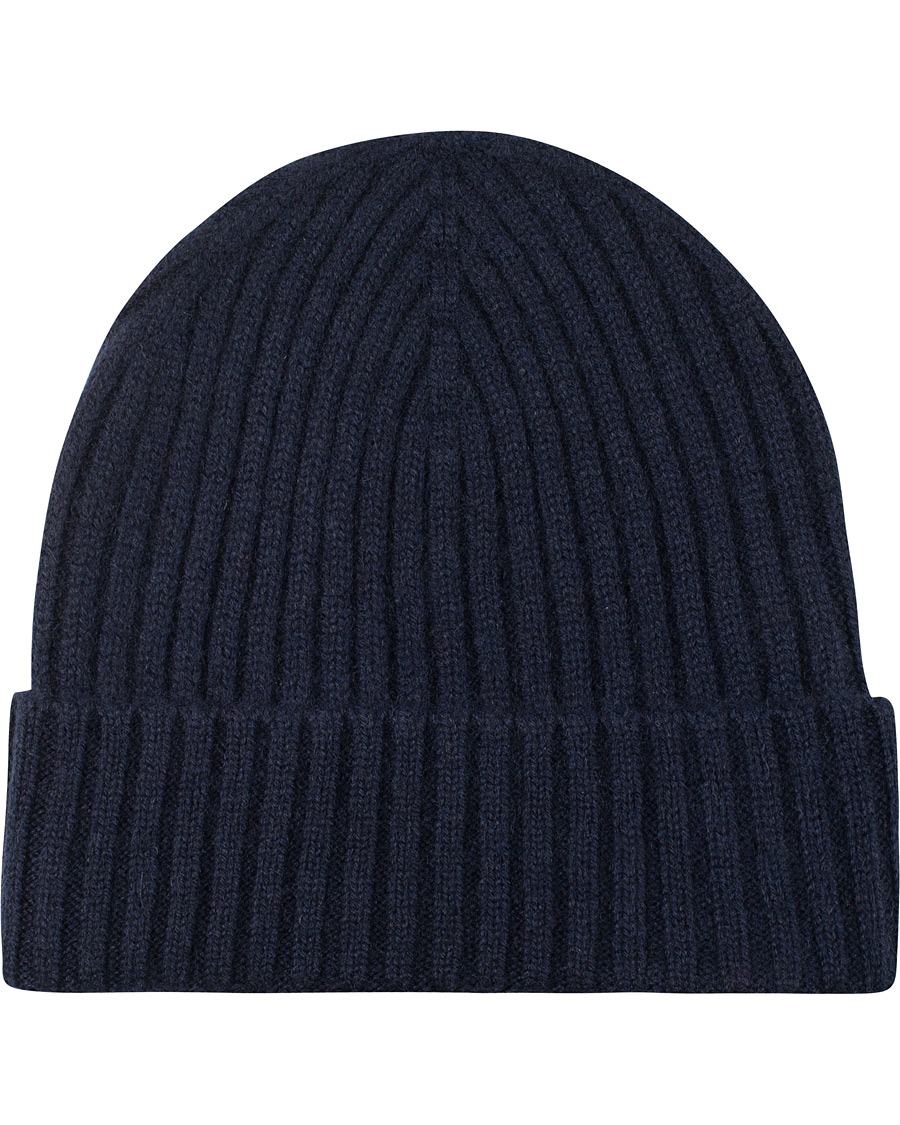 Herre | Amanda Christensen Rib Knitted Cashmere Cap Navy | Amanda Christensen | Rib Knitted Cashmere Cap Navy